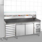 Table pizzaïolo ECO 2/7 avec présentoir réfrigéré 10 x GN 1/4