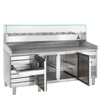 Table pizzaïolo ECO 2/7 avec présentoir réfrigéré 10 x GN 1/4