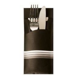 Pochette à couverts Papstar, 5 cm, noir/blanc, « Stripes »