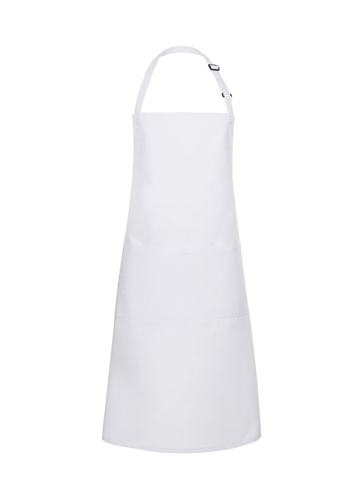Tablier à bavette Basic 75 x 90 cm, avec boucle et poche, blanc