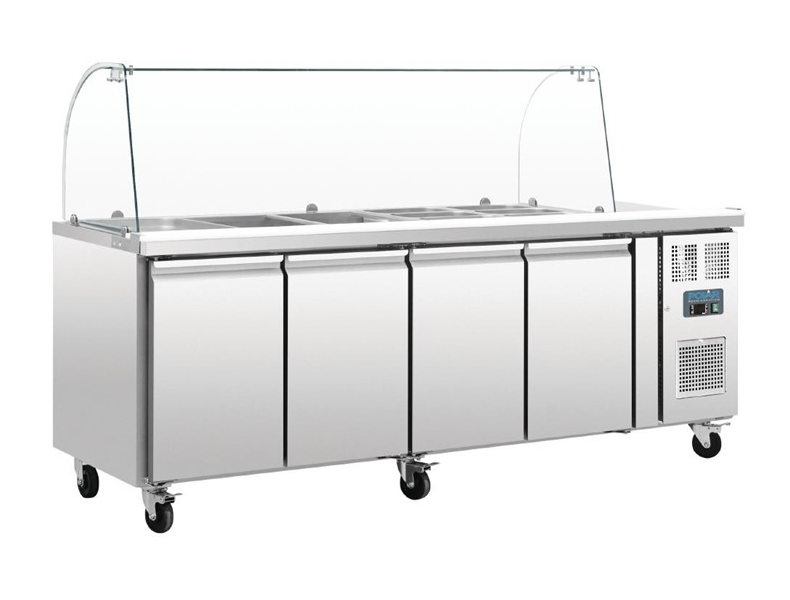 Saladette Polar 4 portes avec plateau en verre