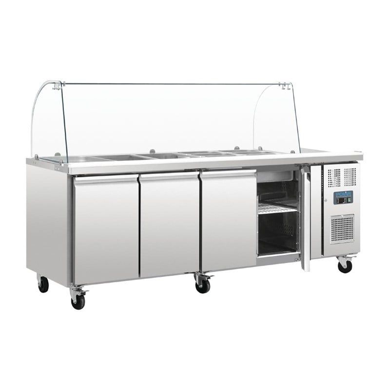 Saladette Polar 4 portes avec plateau en verre