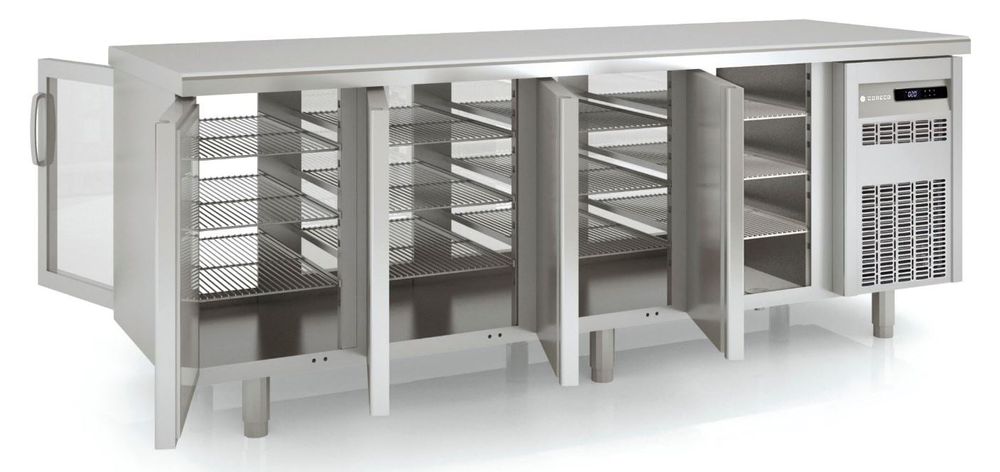 Meuble traversant réfrigéré Premium 4/0 avec 4 portes en verre