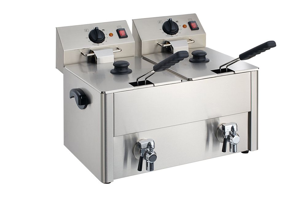 Double friteuse électrique ECO 10+10 litres avec robinet de purge