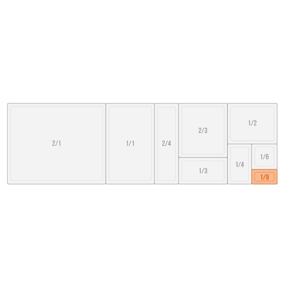 Bac gastronorme "BASIC" GN 1/9 - profondeur  150 mm