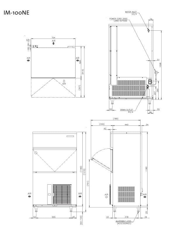 Machine à glaçons pleins Hoshizaki 95 kg