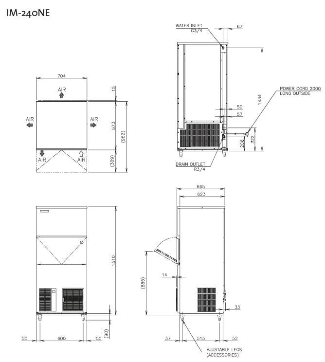 Machine à glaçons pleins Hoshizaki 240 kg