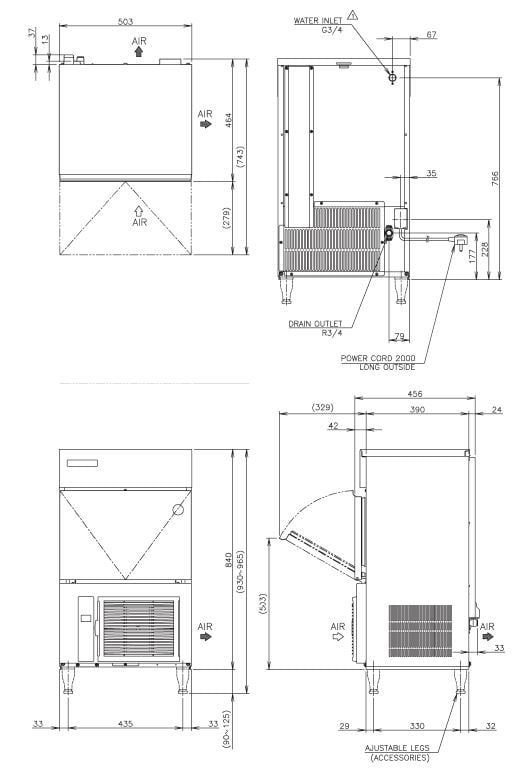 Machine à glaçons Hoshizaki 46 kg, 503 x 456 x 840 mm