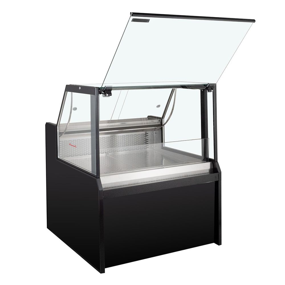 Comptoir réfrigéré TITAN 1560 mm noir, éclairage LED, soubassement réfrigéré