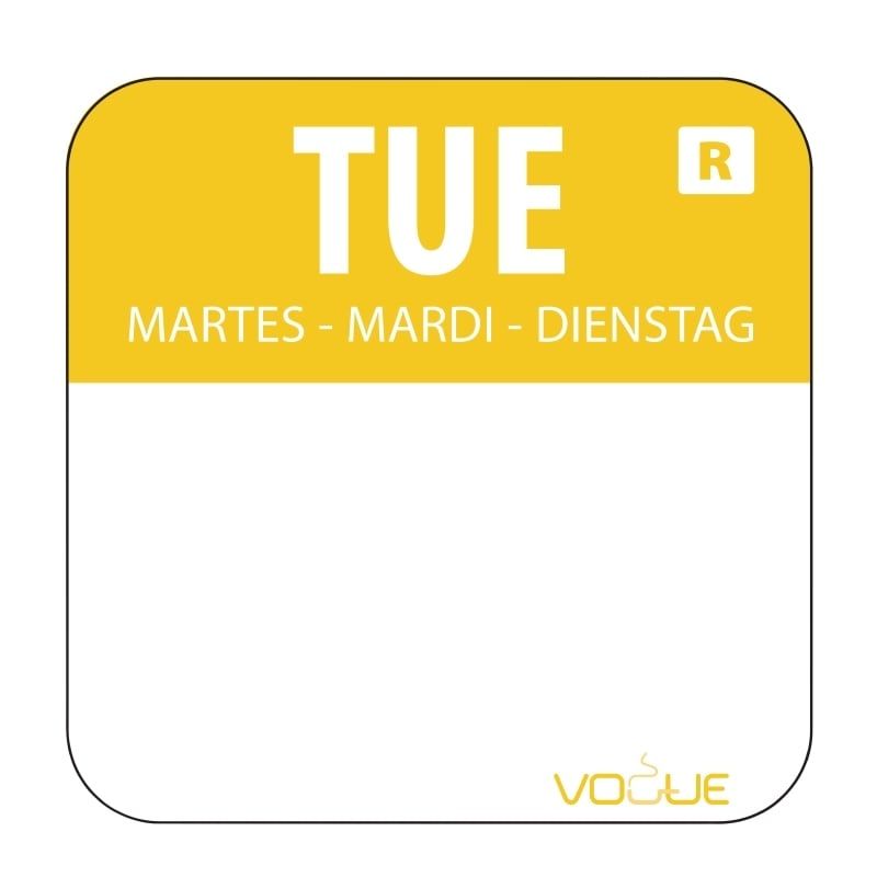 Étiquettes avec les jours de la semaine amovibles - 1.000 pièces