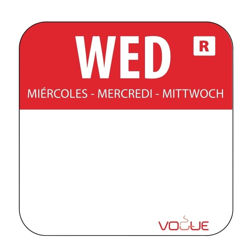 Étiquettes mercredi/rouge détachables - 1.000 pièces