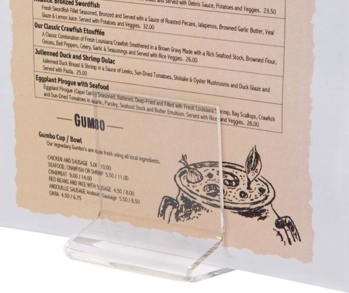 Porte-menu en plexiglas