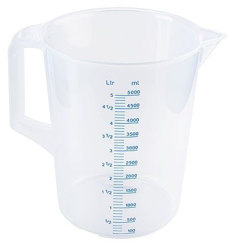 Récipient doseur en polypropylène, diamètre en haut 19 cm