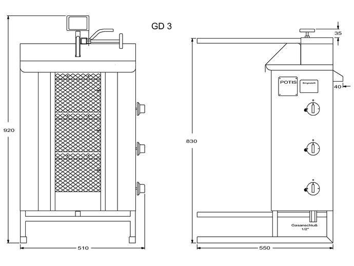 Potis Gril kebab / gyros GD3