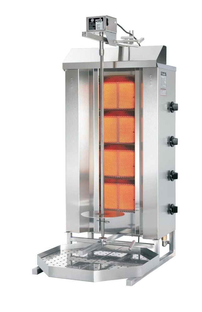 Gril kebab/gyros Potis gaz propane GD4 - cuve de graisse octogonale