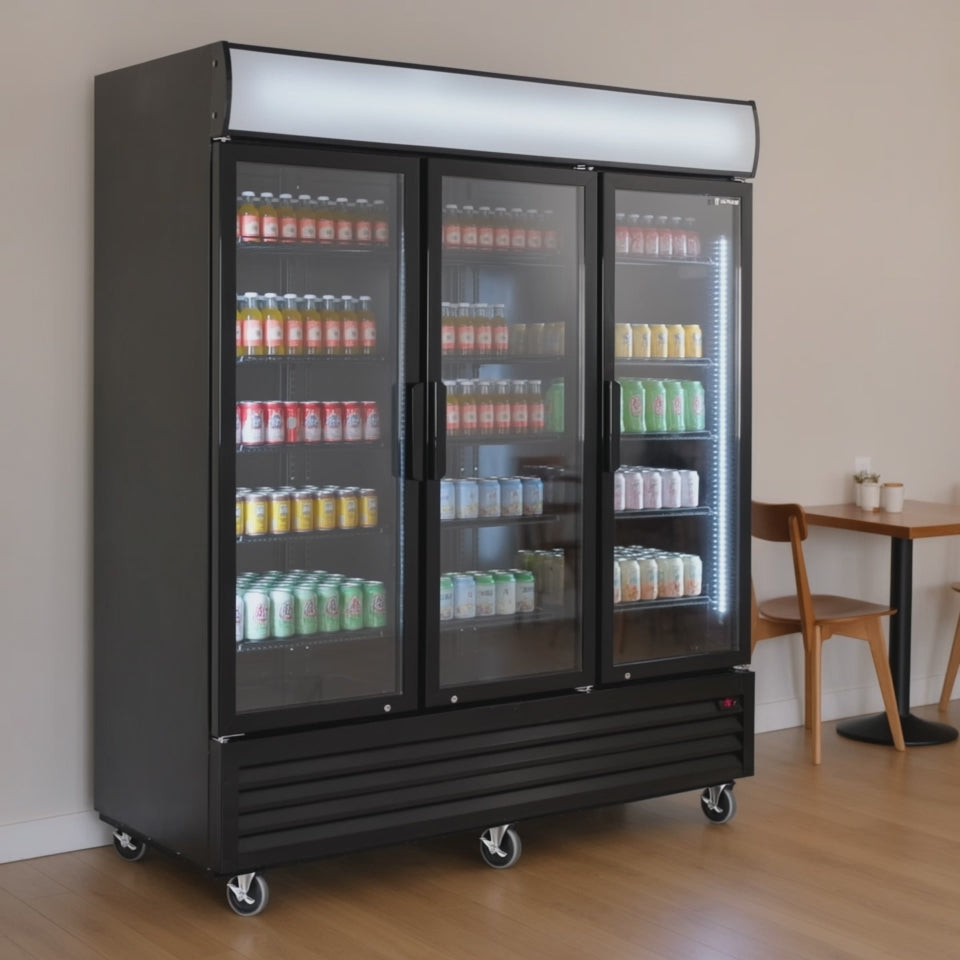 Armoire à boissons ECO 1500 avec portes battantes et fronton lumineux
