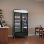 Armoire à boissons ECO 1000 avec portes battantes et fronton lumineux