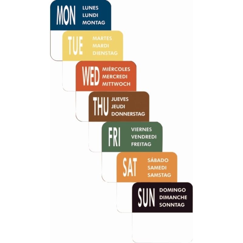 Étiquettes détachables avec tous les jours de la semaine - 7 x 1.000 pièces