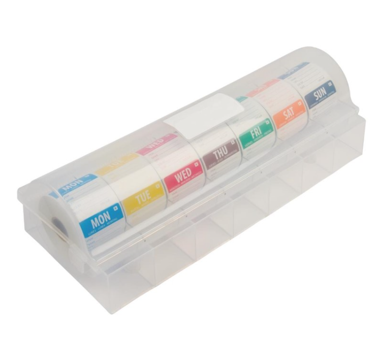 Etiquettes amovibles code couleur avec distributeur plastique Hygiplas 50mm