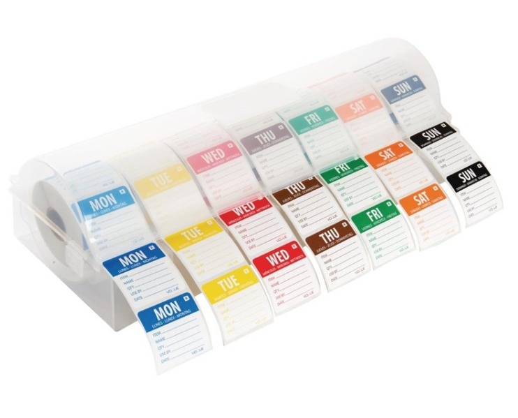 Etiquettes amovibles code couleur avec distributeur plastique Hygiplas 50mm