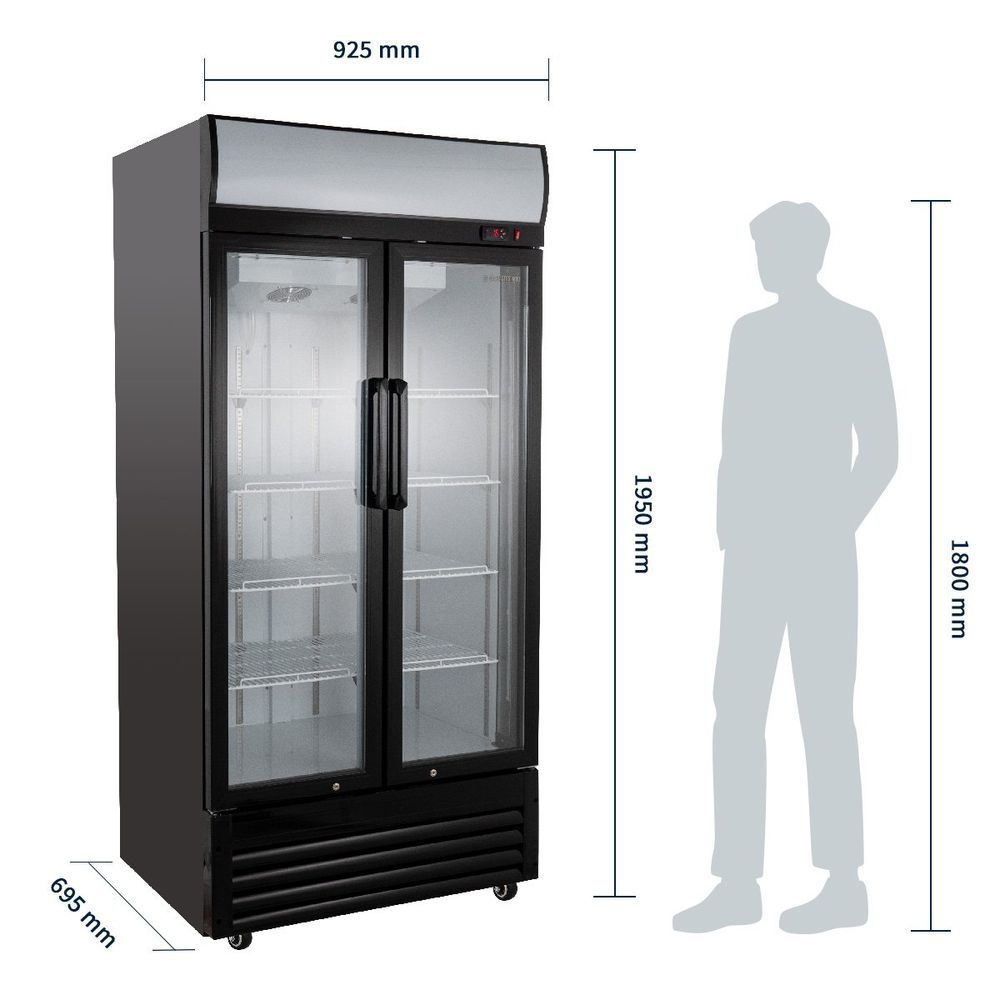 Réfrigérateur à boissons ECO 630 avec tête d'éclairage et portes battantes