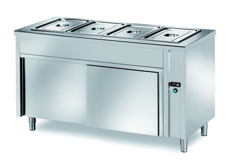 Table chauffante de libre-service PROFI neutre avec portes coulissantes 1200x700x890 – 3x GN 1/1