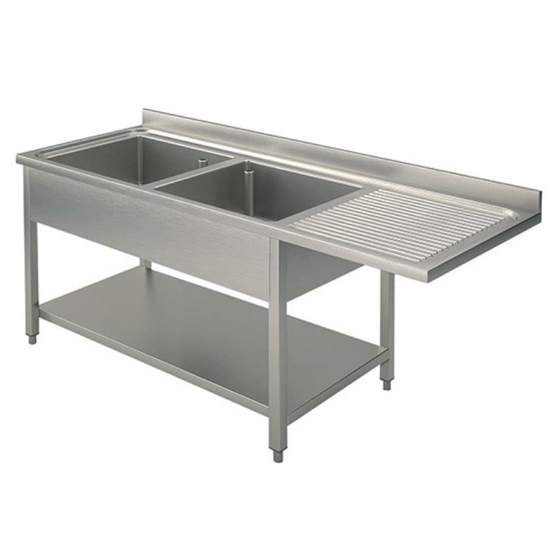 Plonge passage lave-vaisselle ECO 18x6 avec 2 bacs à gauche