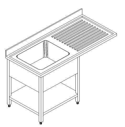 Plonge passage lave-vaisselle ECO 12x7 avec 1 bac à gauche