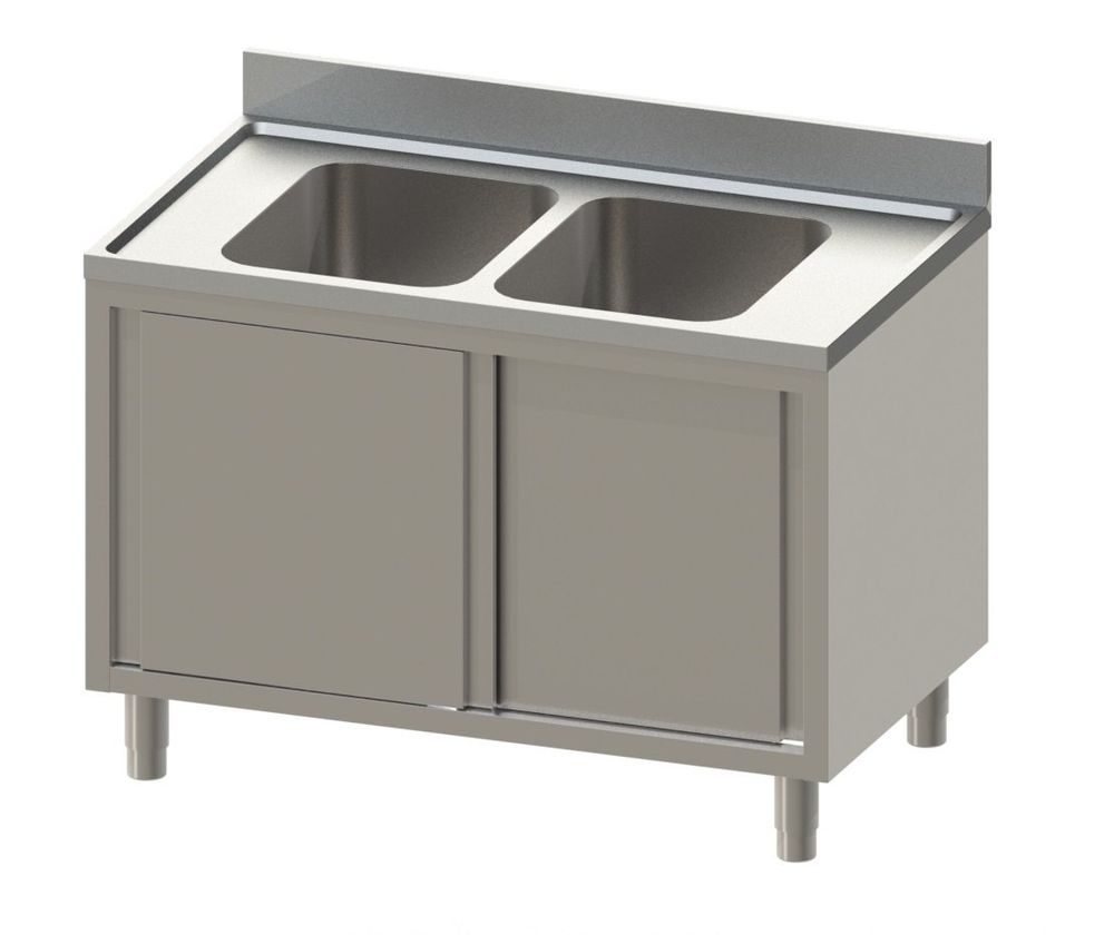 Plonge sur armoire Eco 14x7 avec 2 bac