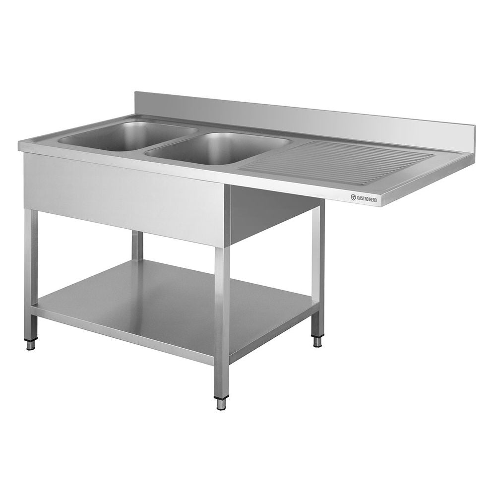 Plonge passage lave-vaisselle Basic 16x7 avec 2 bacs à gauche