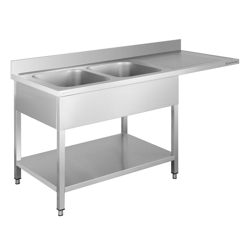 Plonge passage lave-vaisselle Basic 16x6 avec 2 bacs à gauche