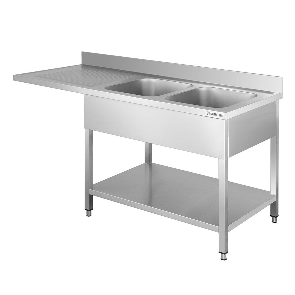 Plonge passage lave-vaisselle Basic 16x7 avec 2 bacs à droite