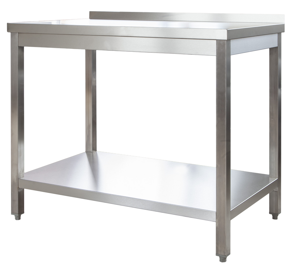 Table de travail en inox Profi 1 200 x 700 mm avec étagère basse et dosseret