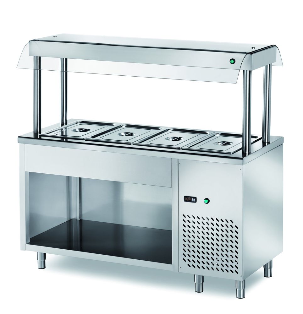 Ilot buffet PROFI froid avec écran de protection hygiénique 2000x700x1500 – 5x GN 1/1
