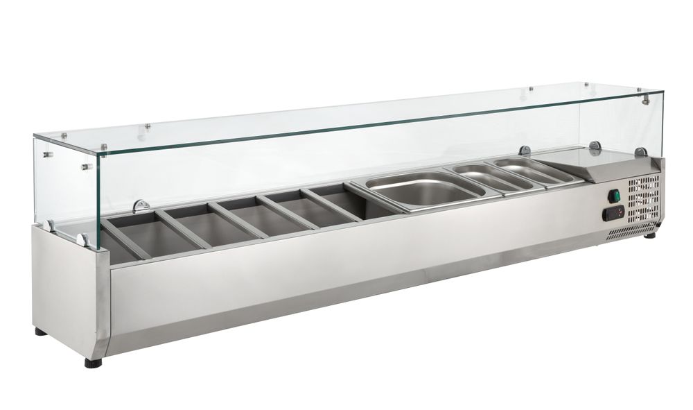 Saladette à poser ECO 9x GN 1/4 avec vitre 1 800 mm