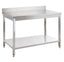 Table de travail Basic 12x7 en inox avec étagère inférieure et dosseret