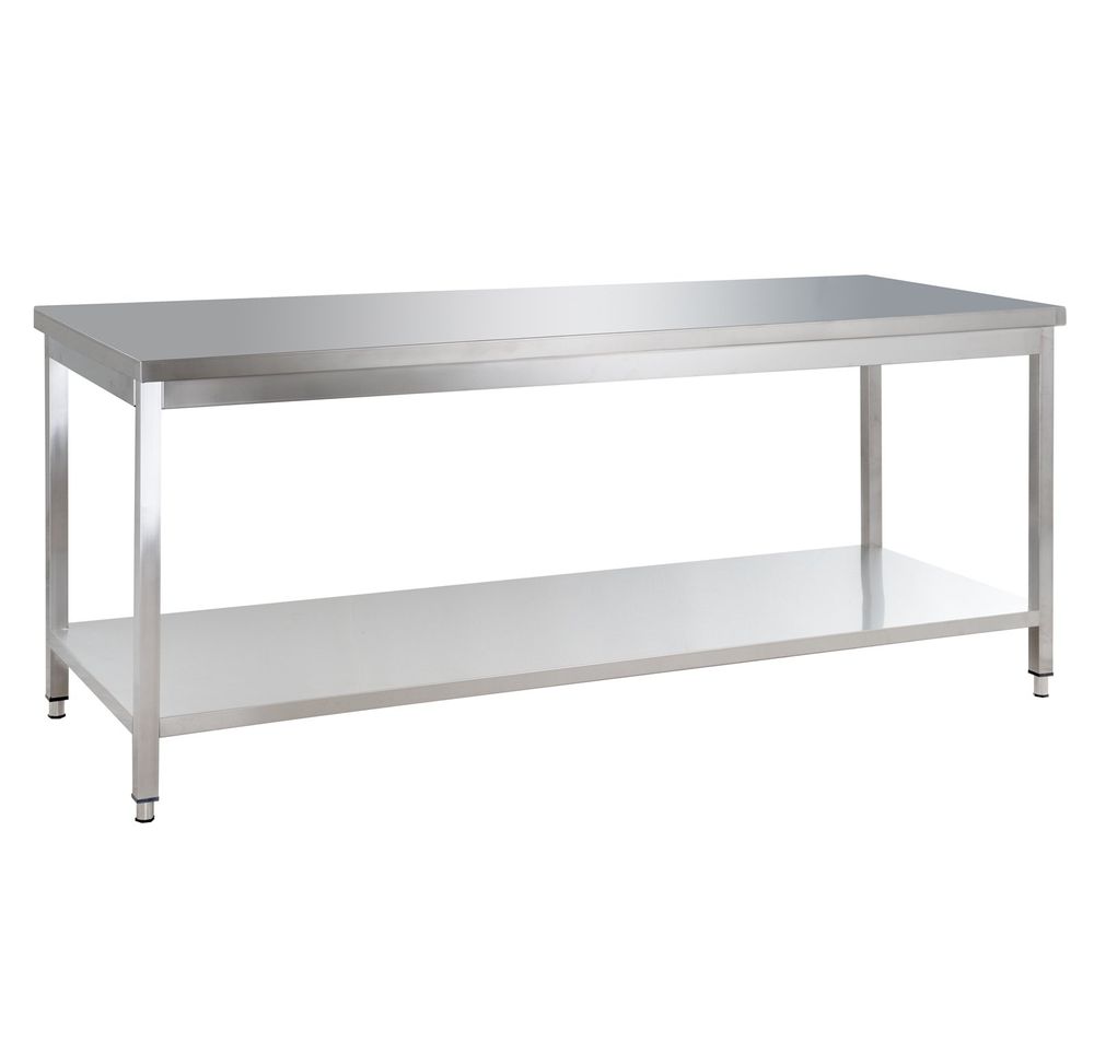 Table de travail Basic 16x6 en inox avec étagère inférieure