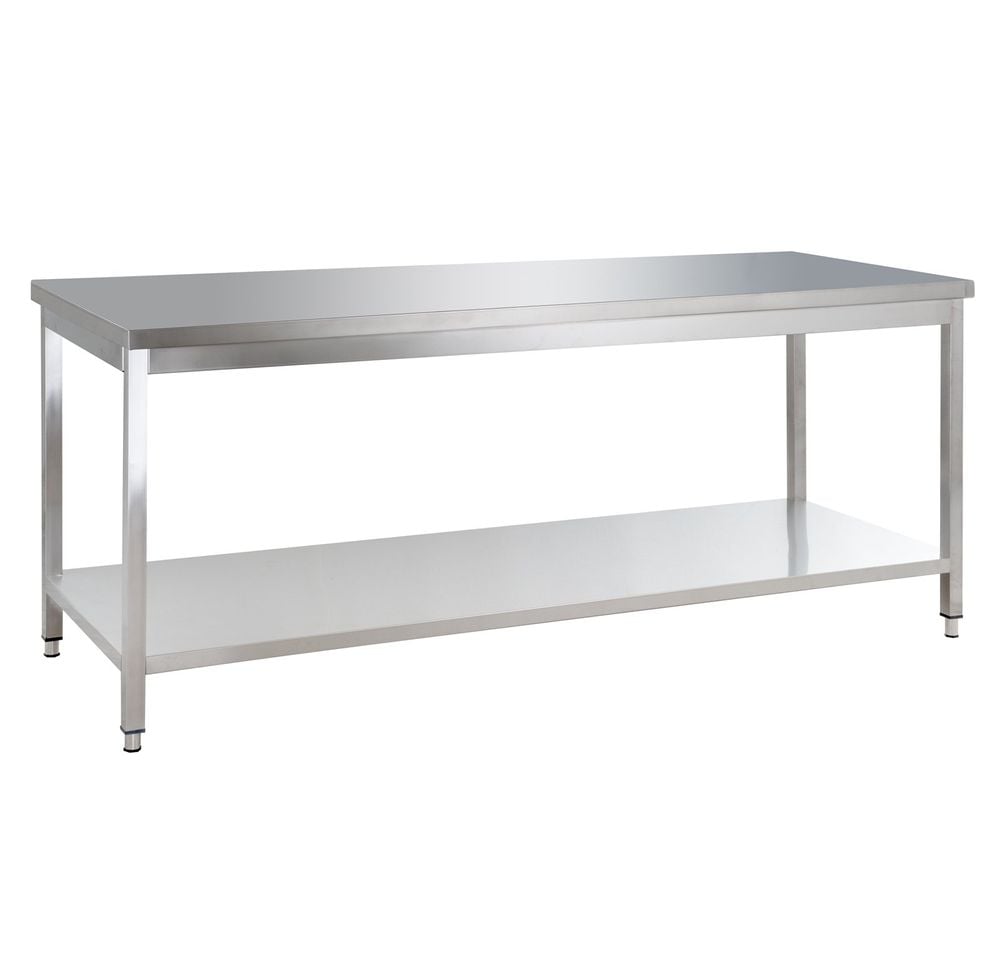 Table de travail Basic 18x7 en inox avec étagère inférieure