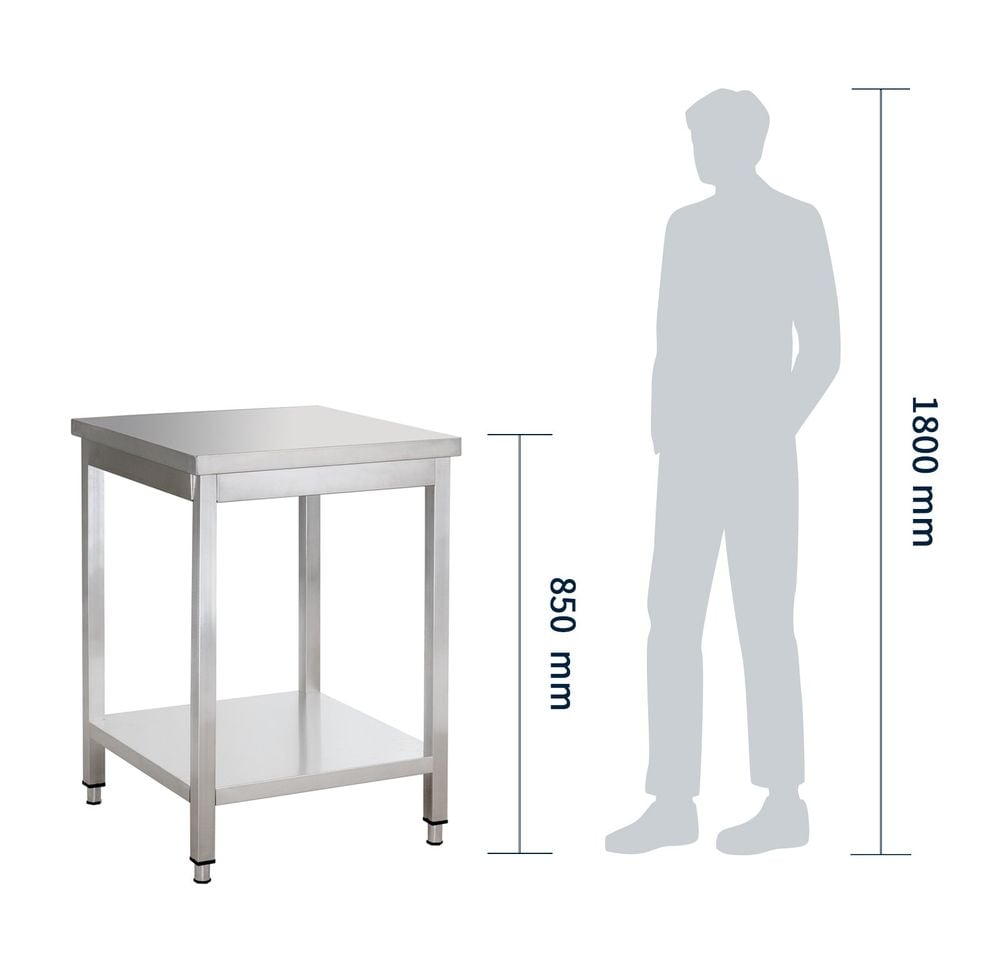 Table de travail Basic 8x6 en inox avec étagère inférieure