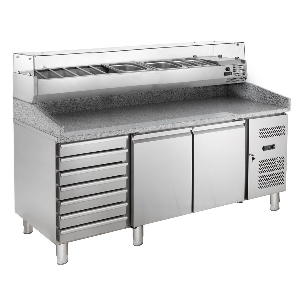 Table pizzaïolo ECO 2/7 avec présentoir réfrigéré 10 x GN 1/4