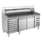 Table pizzaïolo ECO 2/7 avec présentoir réfrigéré 10 x GN 1/4