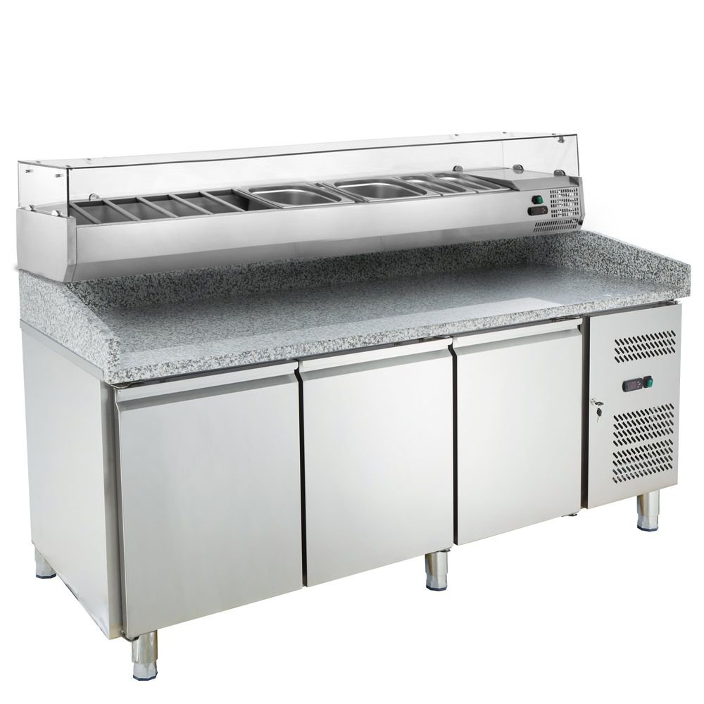 Table pizzaïolo ECO 3/0 avec présentoir réfrigéré ECO 10 x GN 1/4